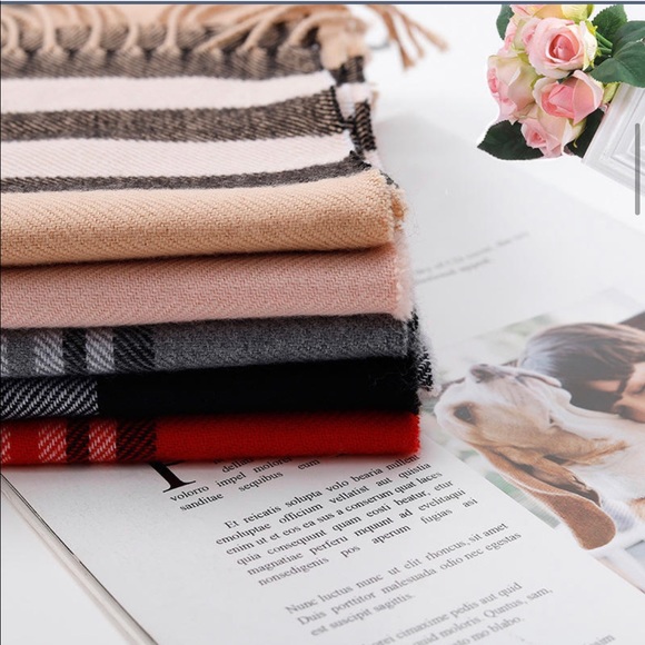 (last 1) Plaid British style pashmina scarf - PINK Plaid - Picture 4 of 5